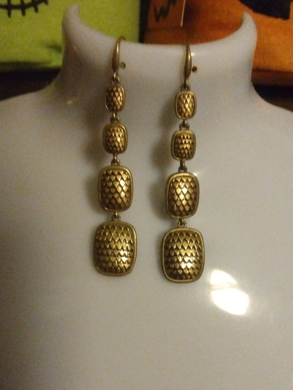 Ellen Tracy Gold Textured Drop Earrings